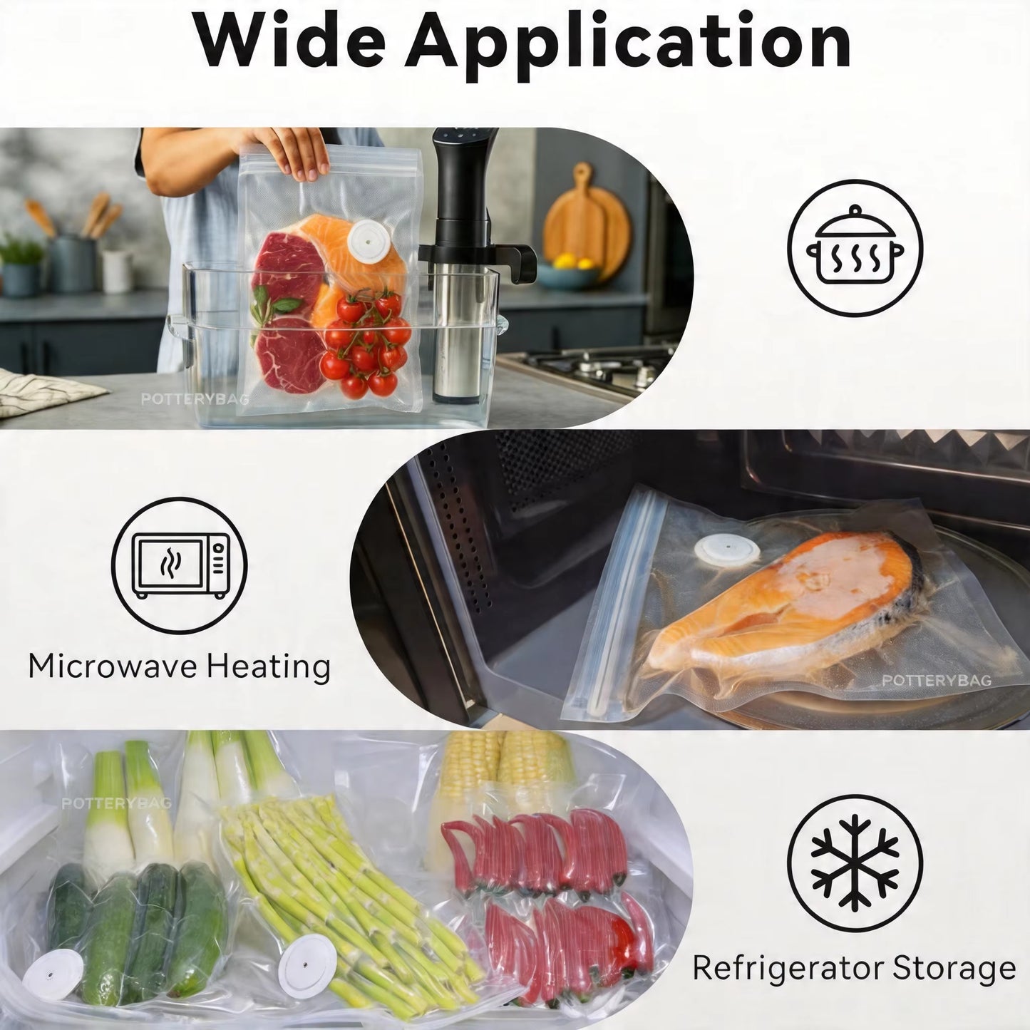 Custom Logo Reusable Vacuum Sealer Bags Bpa-Free Embossed Food Storage Zipper Bag with Air Valve Wholesale Factory OEM 20 Pcs