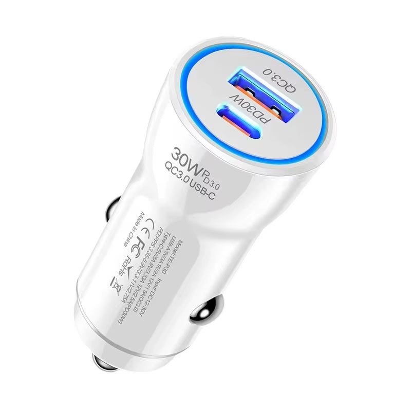 Fast Charging 2 Port USB Type C Vehicle 48W USB Car Charger for Phone 14 15 16 17 Pro Max Tablet