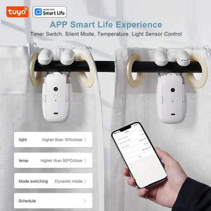 Tuya Smart Wifi Curtain Robot, Intelligent 3-In-1 Control Tuya App/Remote/Voice Control（Alexa Google Siri） for Roman Rod Track