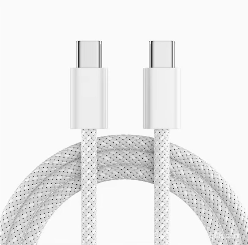 60W Nylon Type C Cable Fast Charging 5A USB Charging Power Cable Mobile Phones 3A USB-C to C Cable 1M Quick Data Transfer