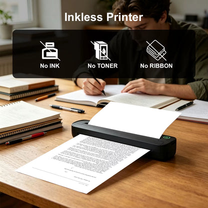 Manufacturer A4 Mini Pocket Thermal Printer Black and White Wireless Handheld Inkless Document Printer for Home or Office