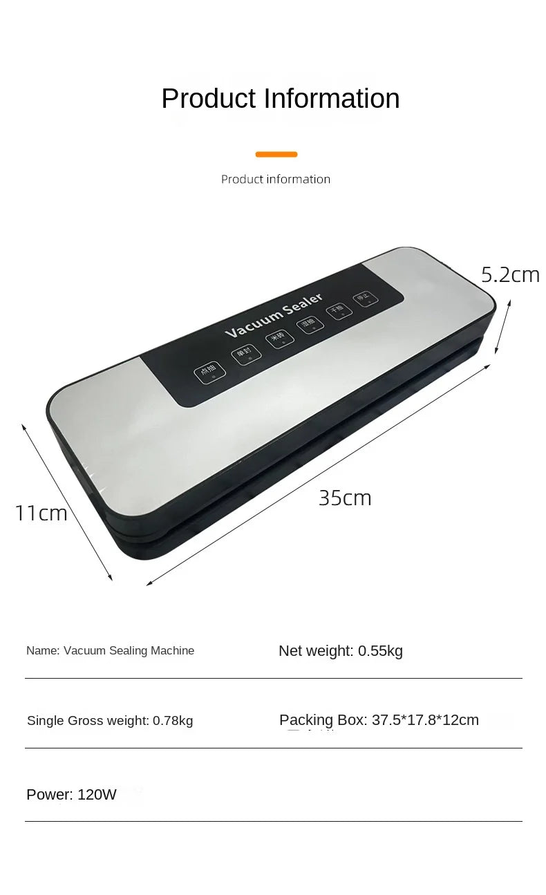 Mini Electric Vacuum Sealer Automatic for Home Use Plug in Convenient Sealing Machine Wet Dry Dual Use