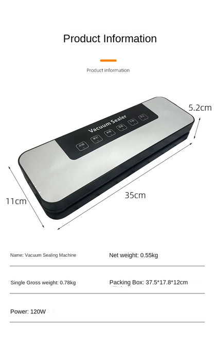 Mini Electric Vacuum Sealer Automatic for Home Use Plug in Convenient Sealing Machine Wet Dry Dual Use