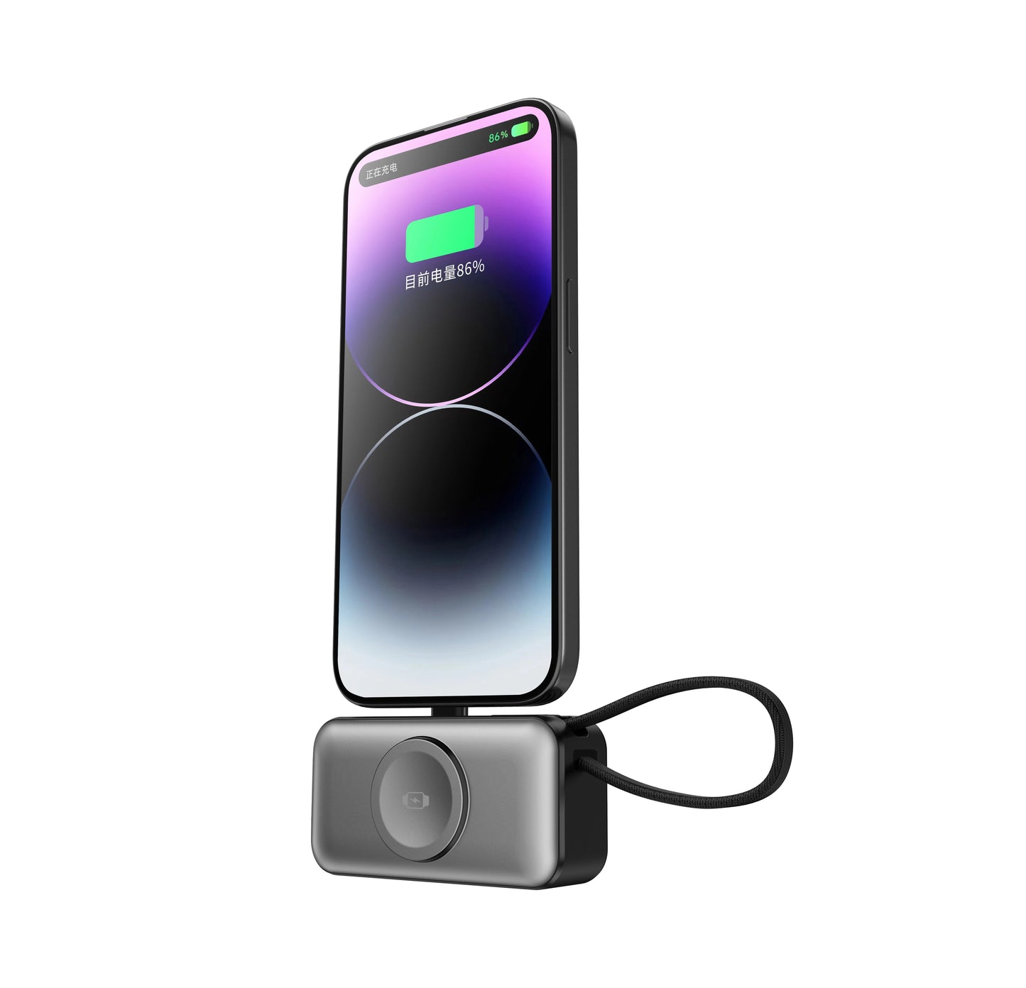 3 in 1 Mini Wireless Power Bank 5000Mah Built-In USB C Cable with Foldable Connector Kickstand for Phone