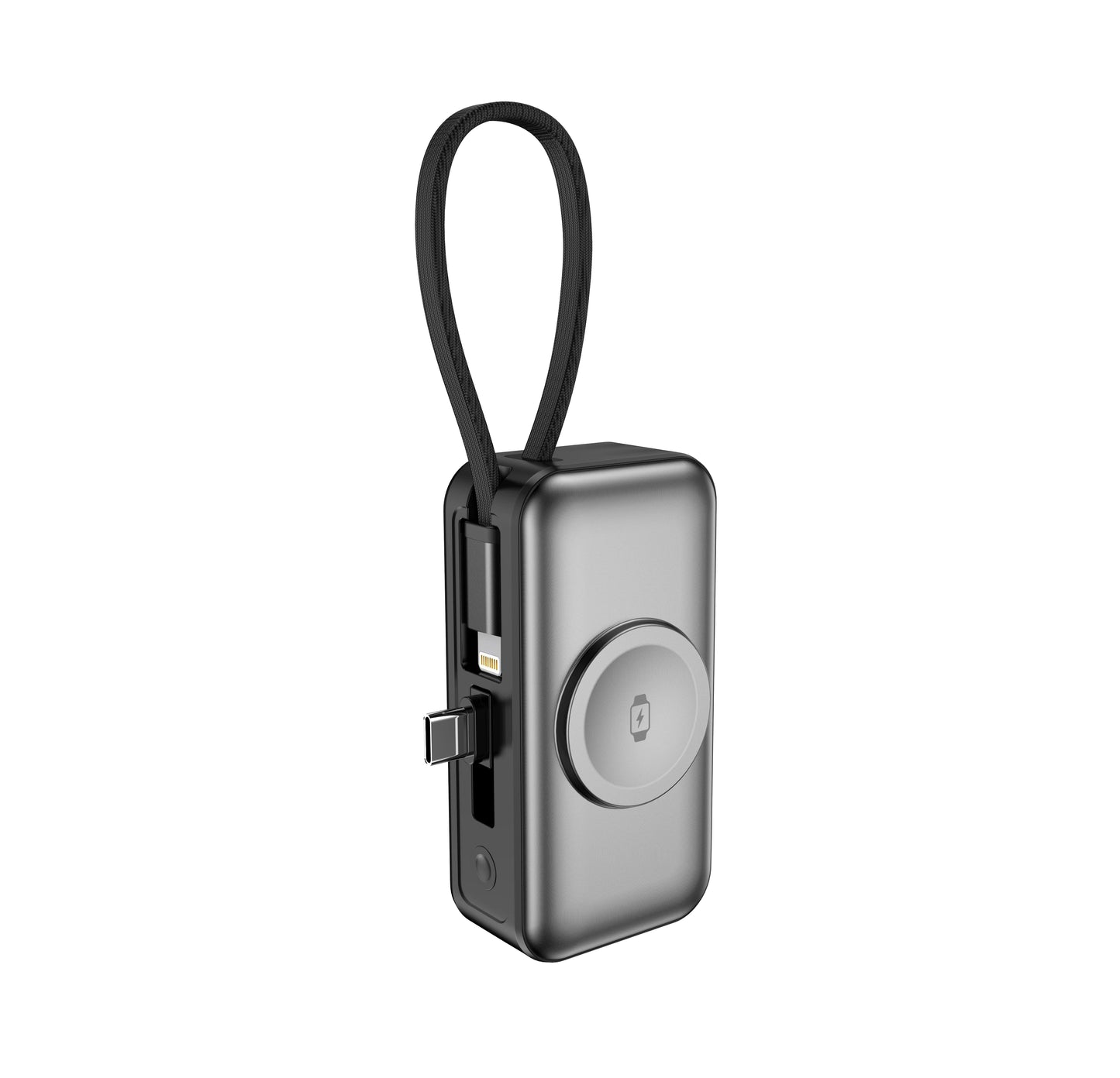 3 in 1 Mini Wireless Power Bank 5000Mah Built-In USB C Cable with Foldable Connector Kickstand for Phone