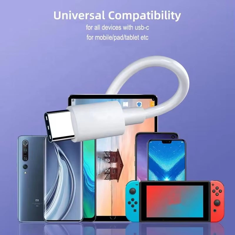 60W Nylon Type C Cable Fast Charging 5A USB Charging Power Cable Mobile Phones 3A USB-C to C Cable 1M Quick Data Transfer
