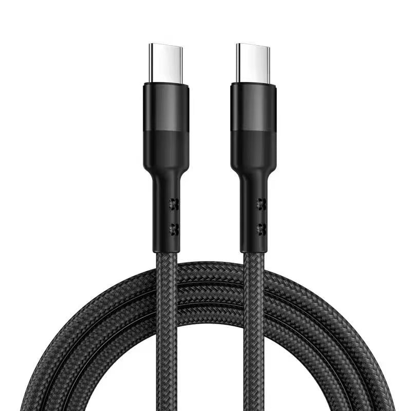 60W Nylon Type C Cable Fast Charging 5A USB Charging Power Cable Mobile Phones 3A USB-C to C Cable 1M Quick Data Transfer