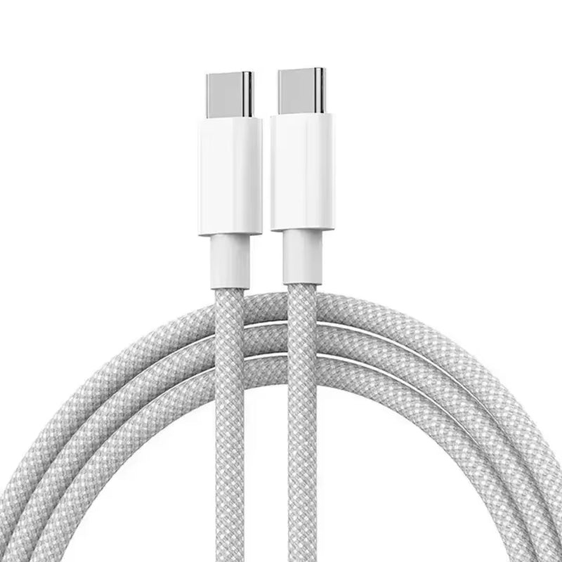 60W Nylon Type C Cable Fast Charging 5A USB Charging Power Cable Mobile Phones 3A USB-C to C Cable 1M Quick Data Transfer